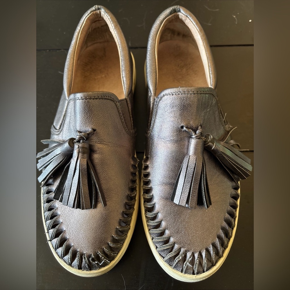 J Slides Aztec Winnie Platform Tassel Sneaker Loafer Leather Slip On Pewter 8 - Picture 2 of 6